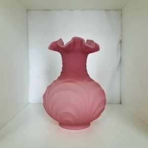 FENTON Pink Ombre Satin Draped Ruffle Vase